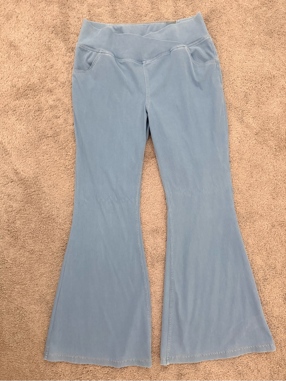 HALARA Pale Blue Pull On Flare Pants -Light Blue XL